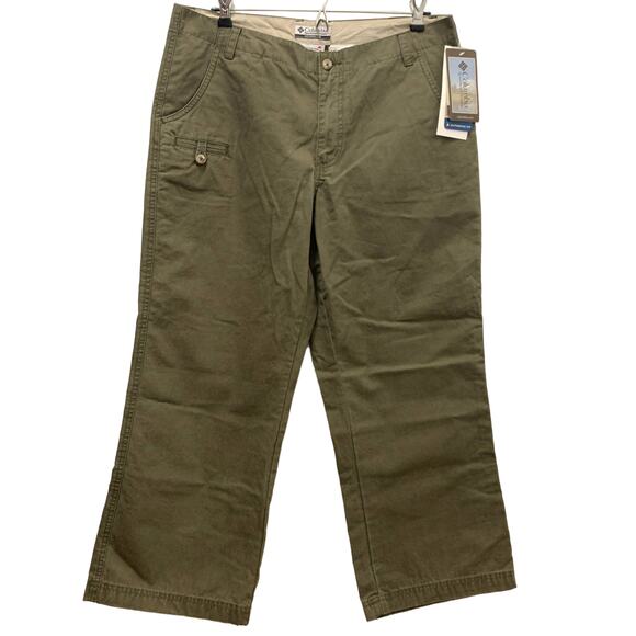 Columbia Pants Women 10 Peatmoss Green Edgewater Chino Mid Rise Straight New - Picture 1 of 9